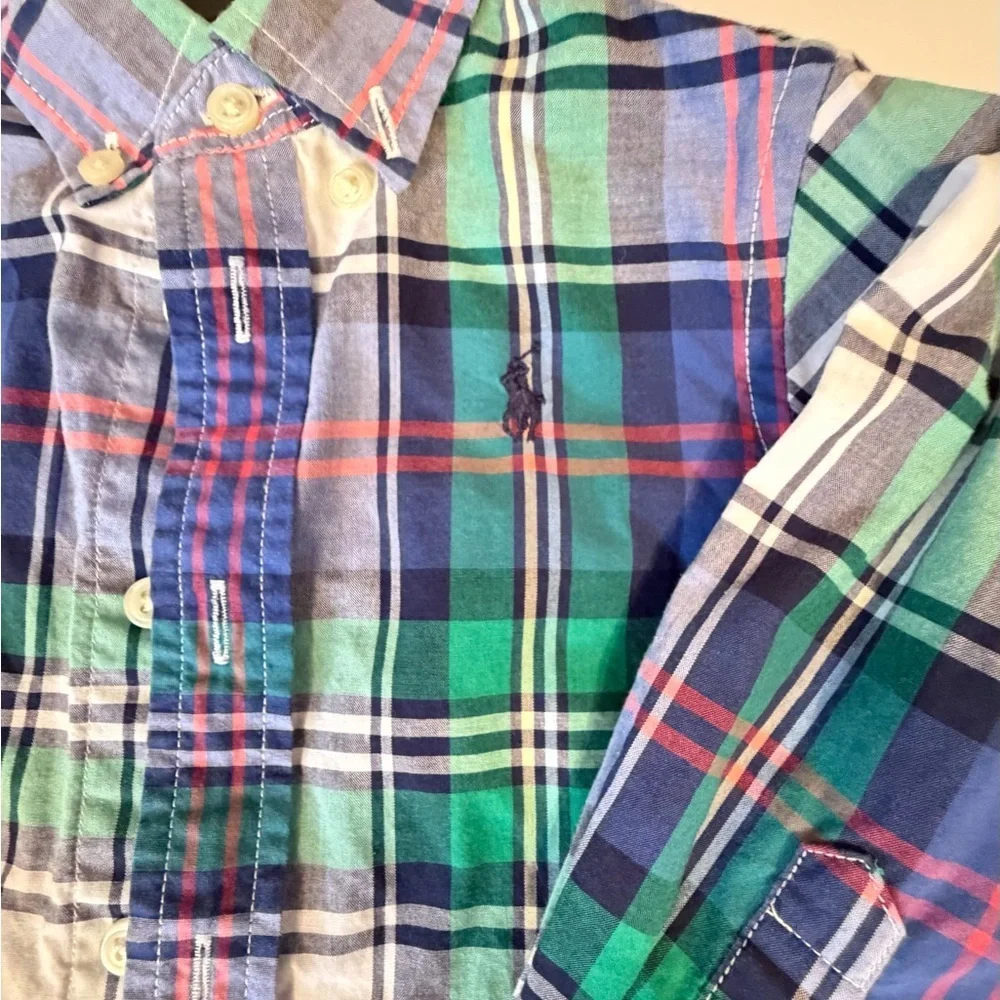 Ralph Lauren Kids Multicolor Plaid Button-Down Shirt/Natural Stretch